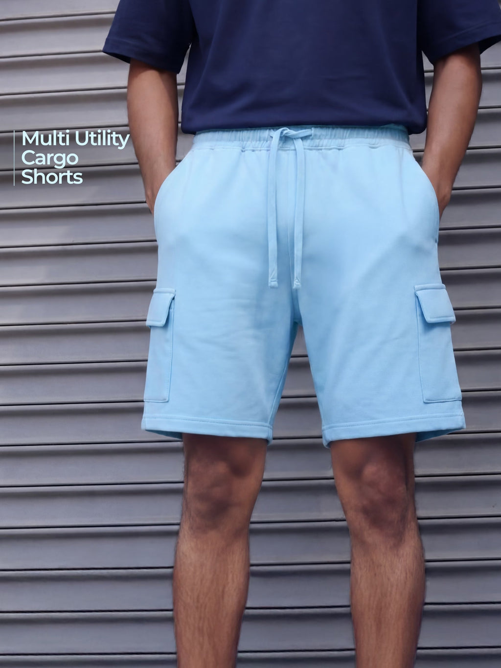 Sky Blue Cargo Cotton Men's Shorts