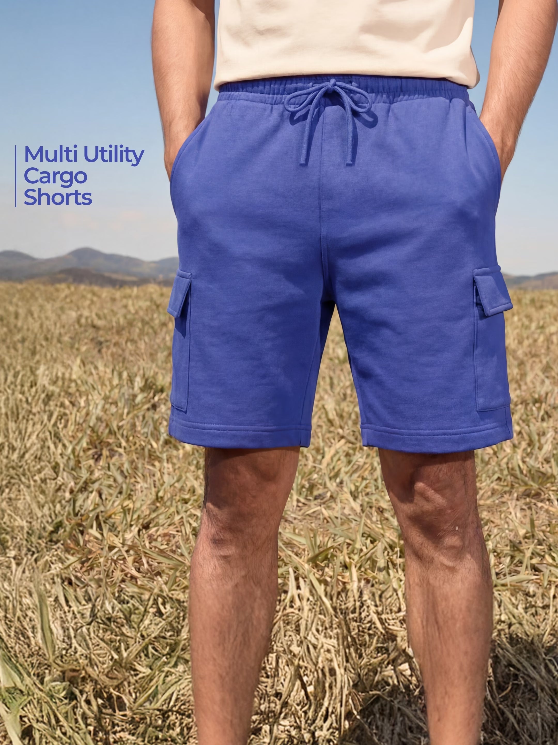 Royal Blue Cargo Cotton Men's Shorts