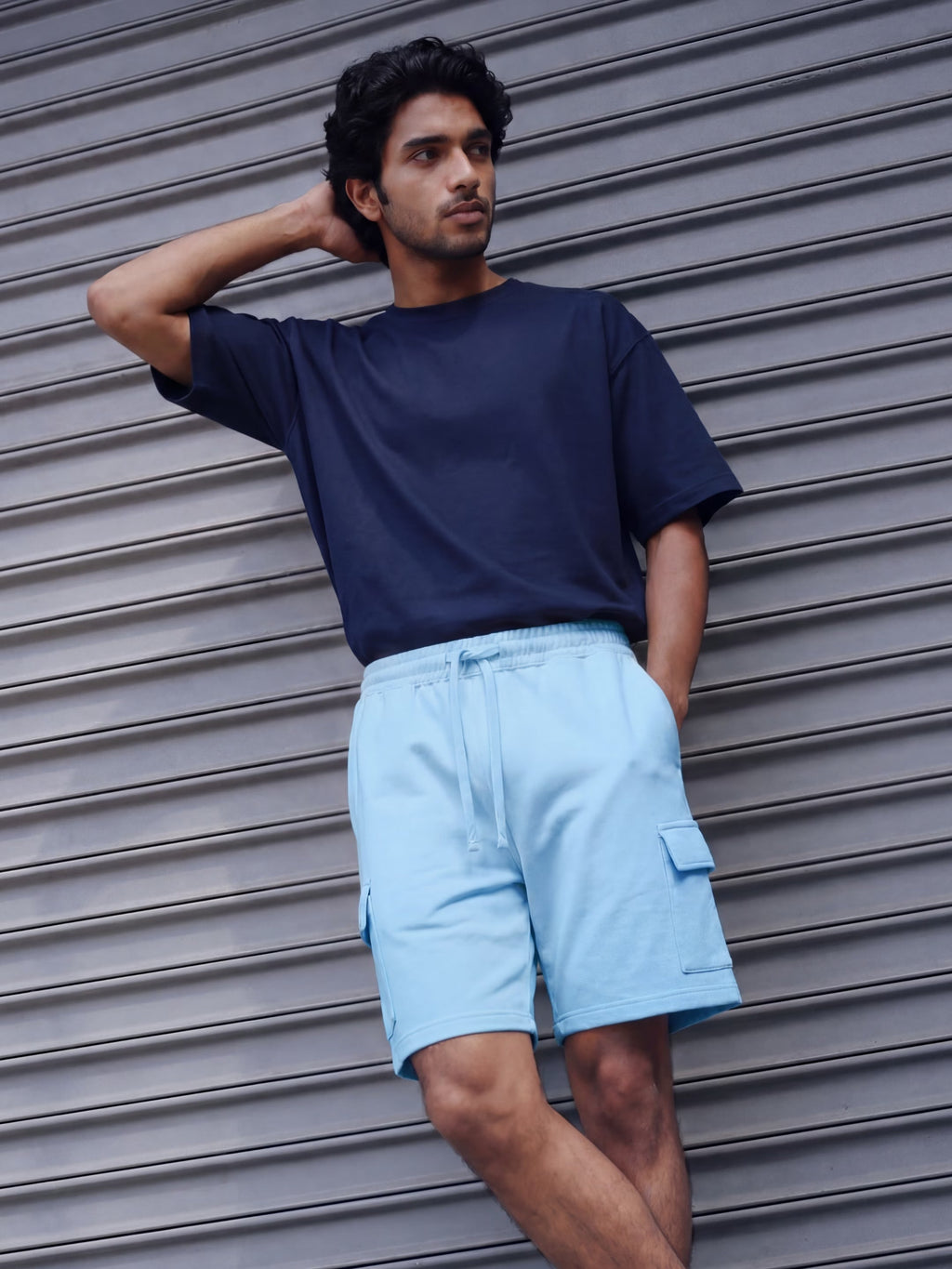 Sky Blue Cargo Cotton Men's Shorts