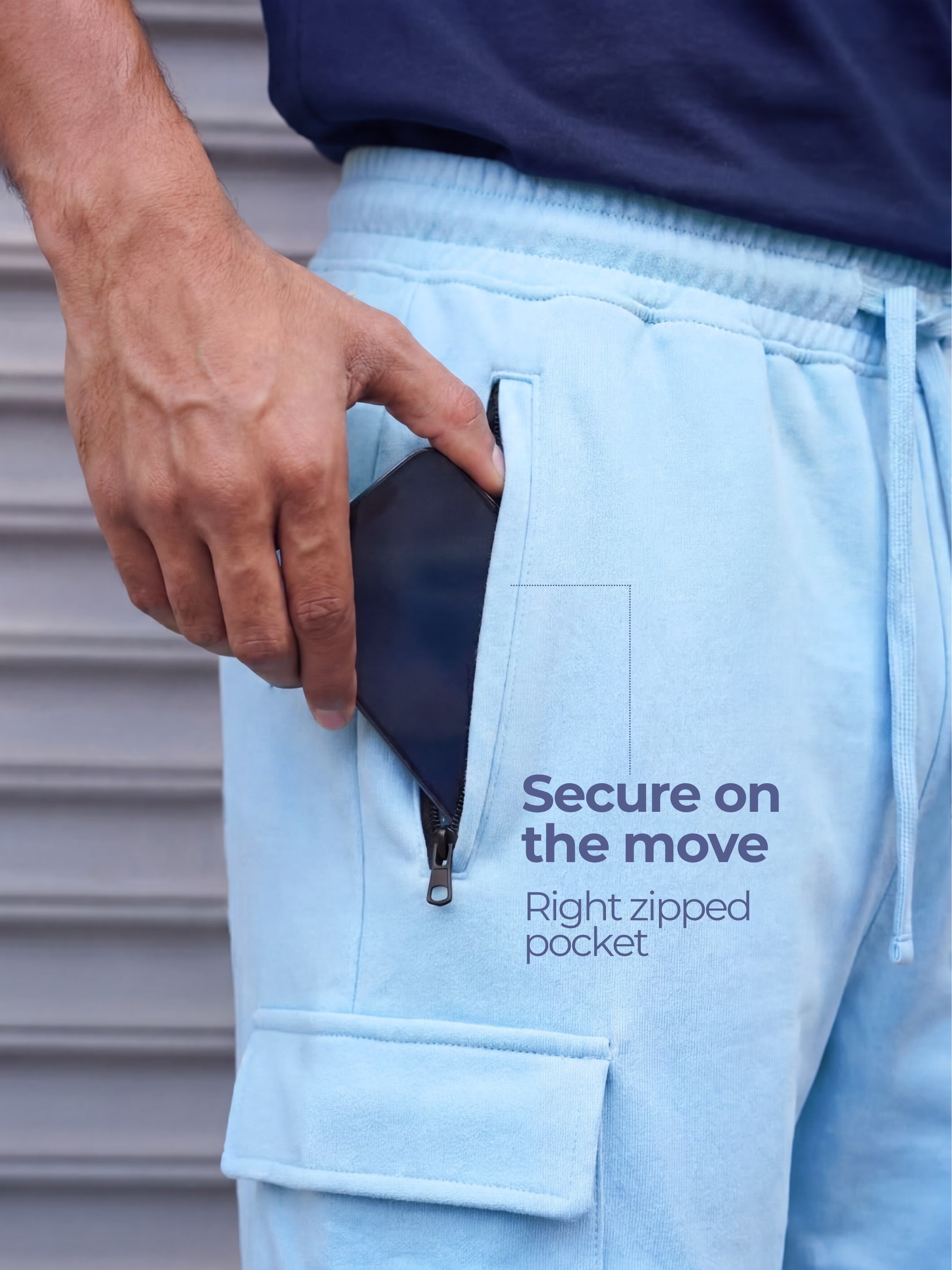 Sky Blue Cargo Cotton Men's Shorts