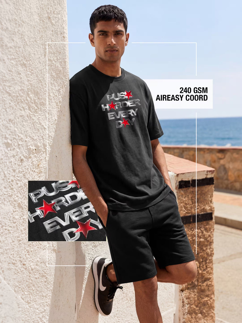 Push Harder Cotton Men's 240 GSM AirEase Summer Coords