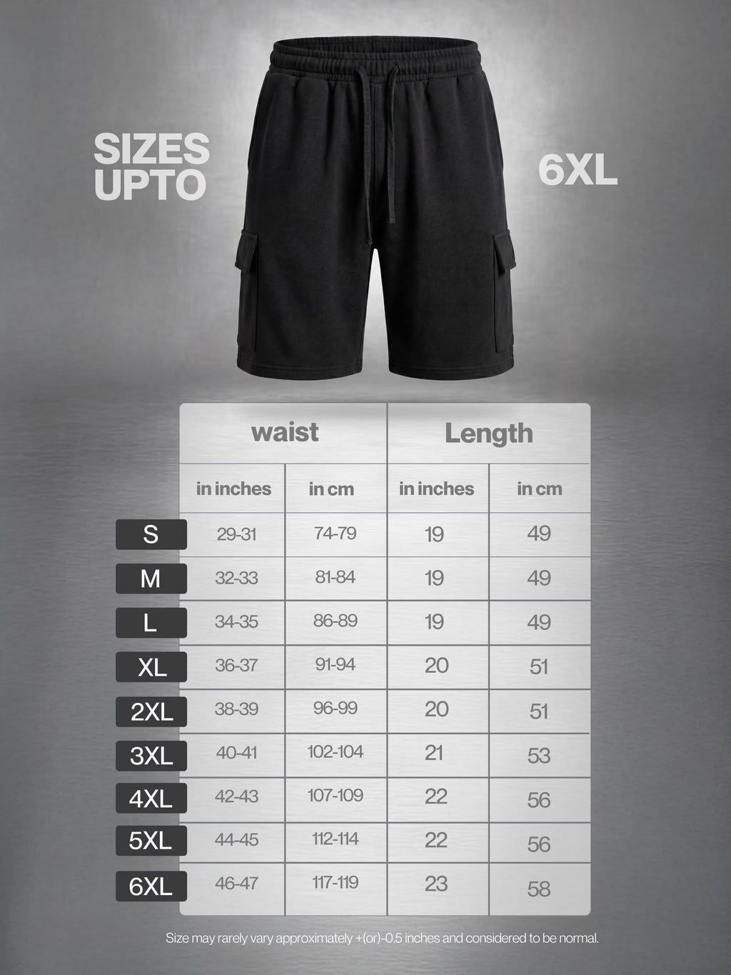 Black Cargo Cotton Men's Shorts