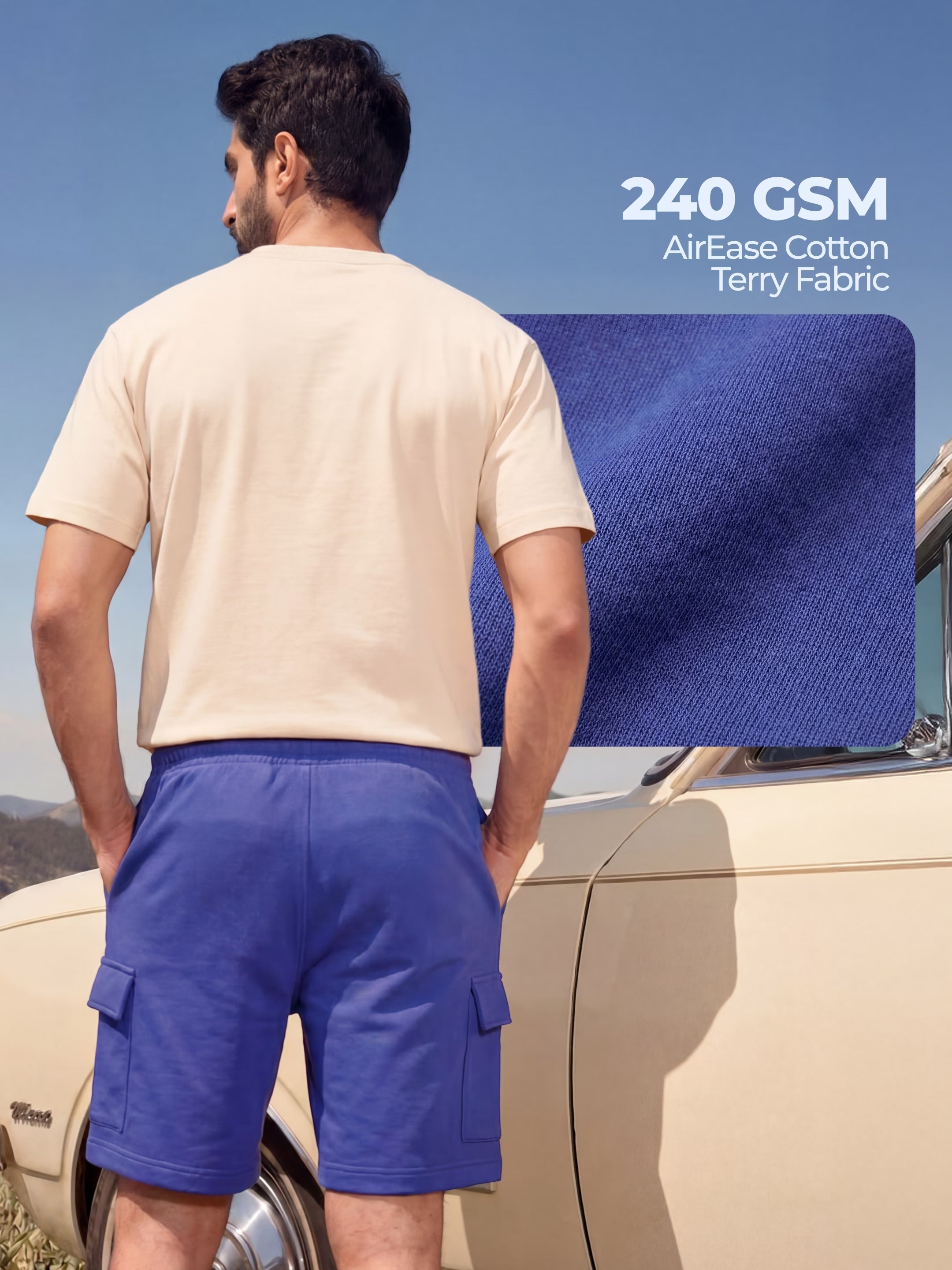 Royal Blue Cargo Cotton Men's Shorts