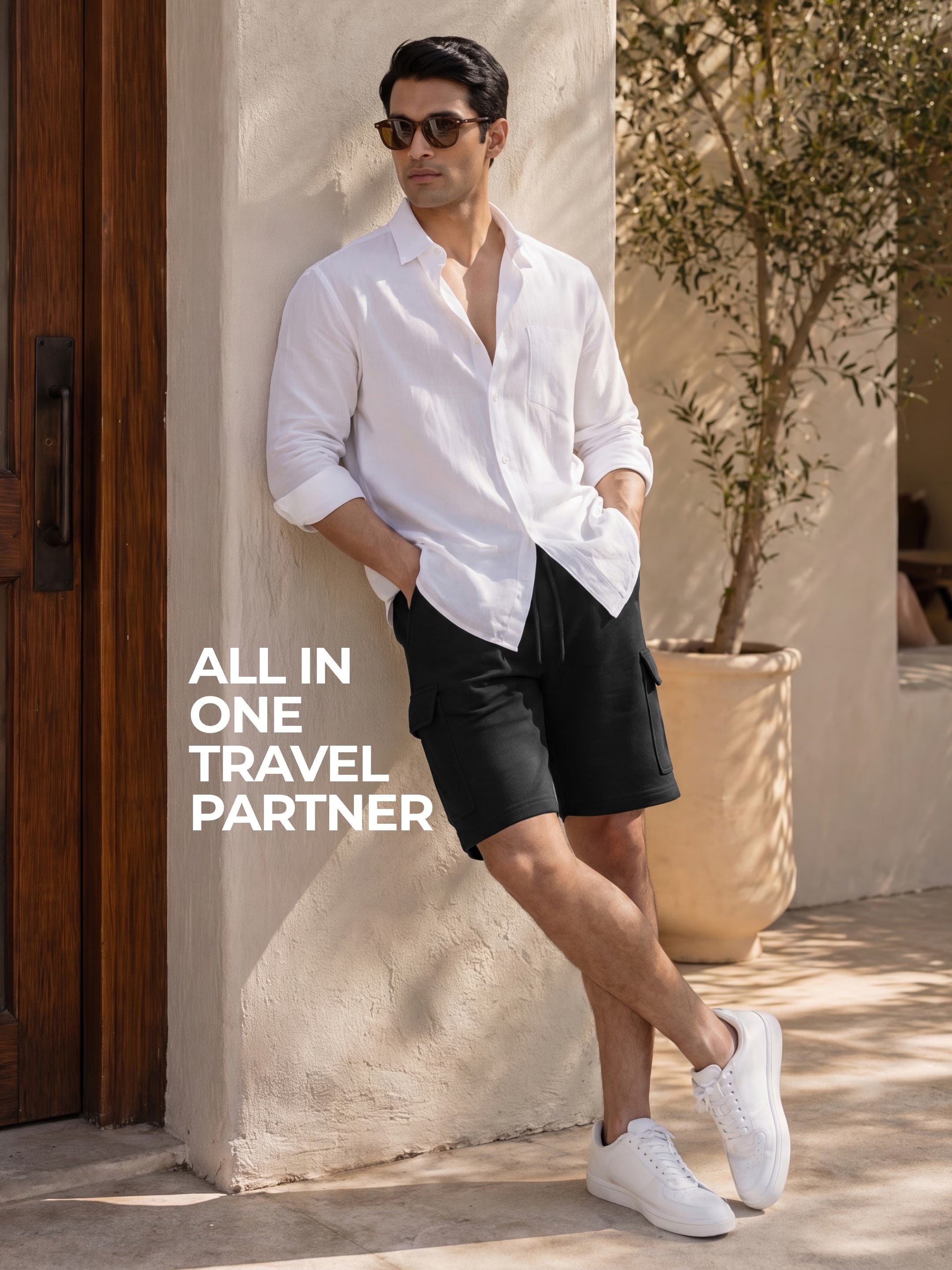 Black Cargo Cotton Men's Shorts