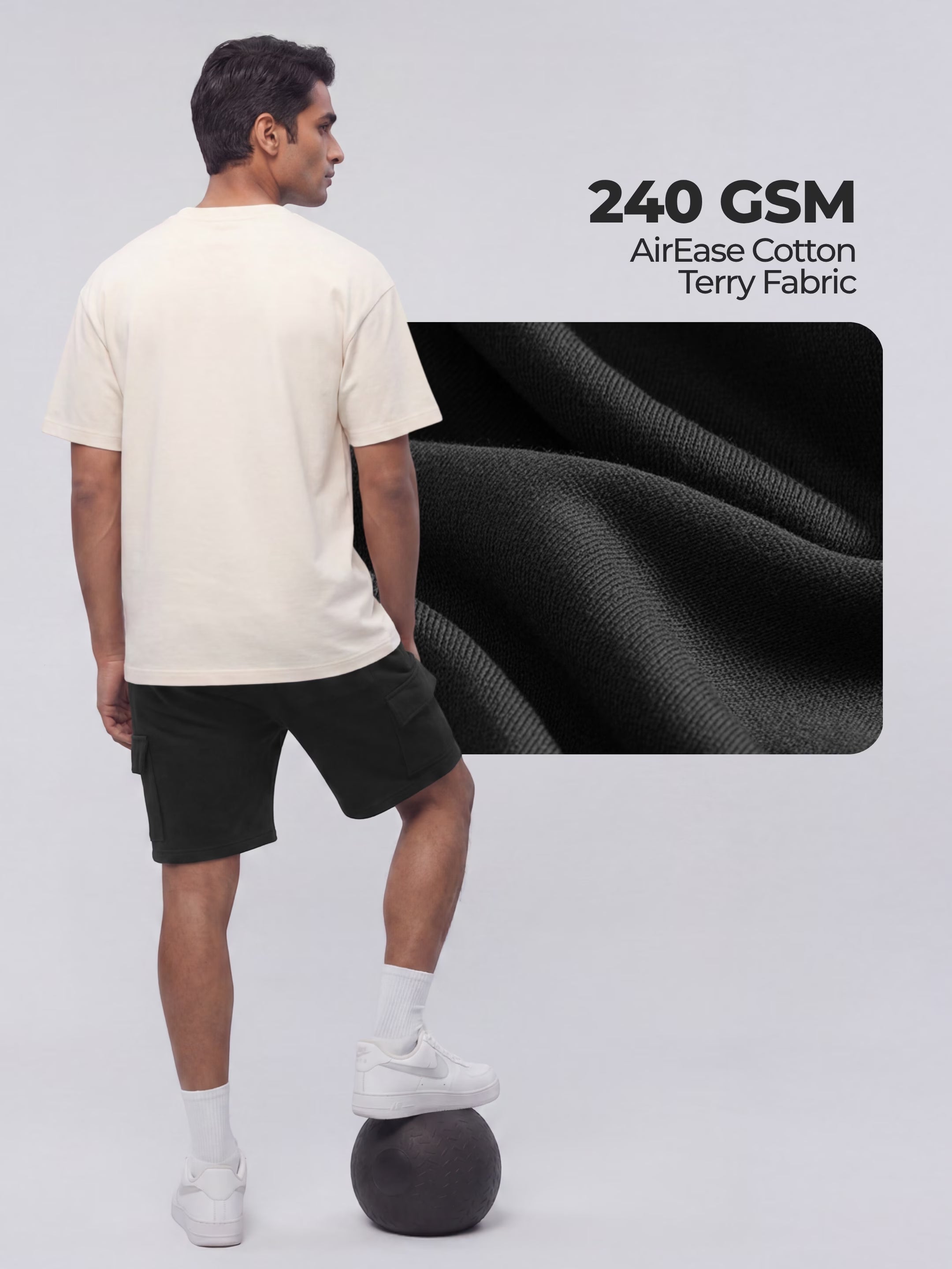 Black Cargo Cotton Men's Shorts