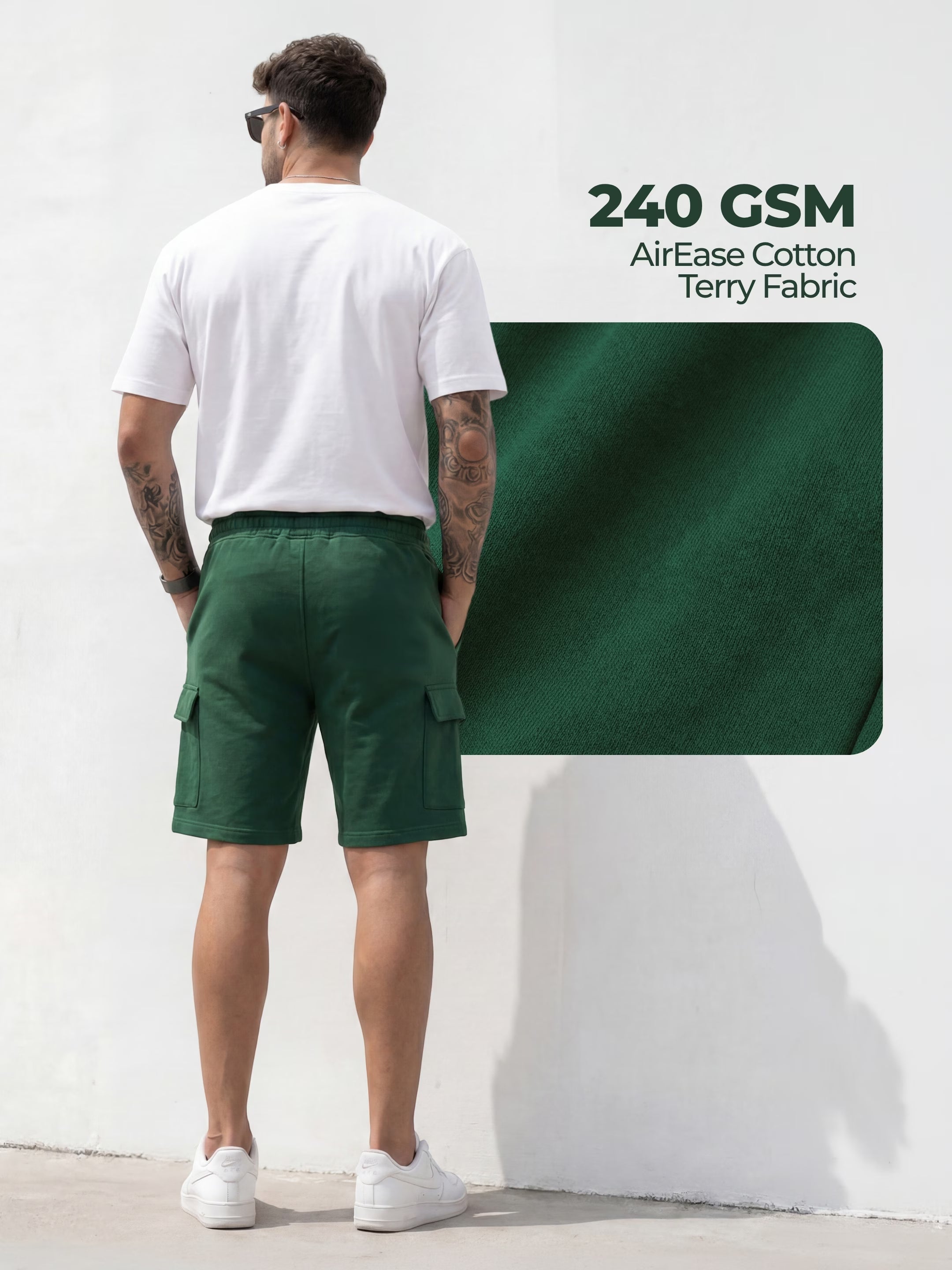 Forest Green Cargo Cotton Men's Shorts