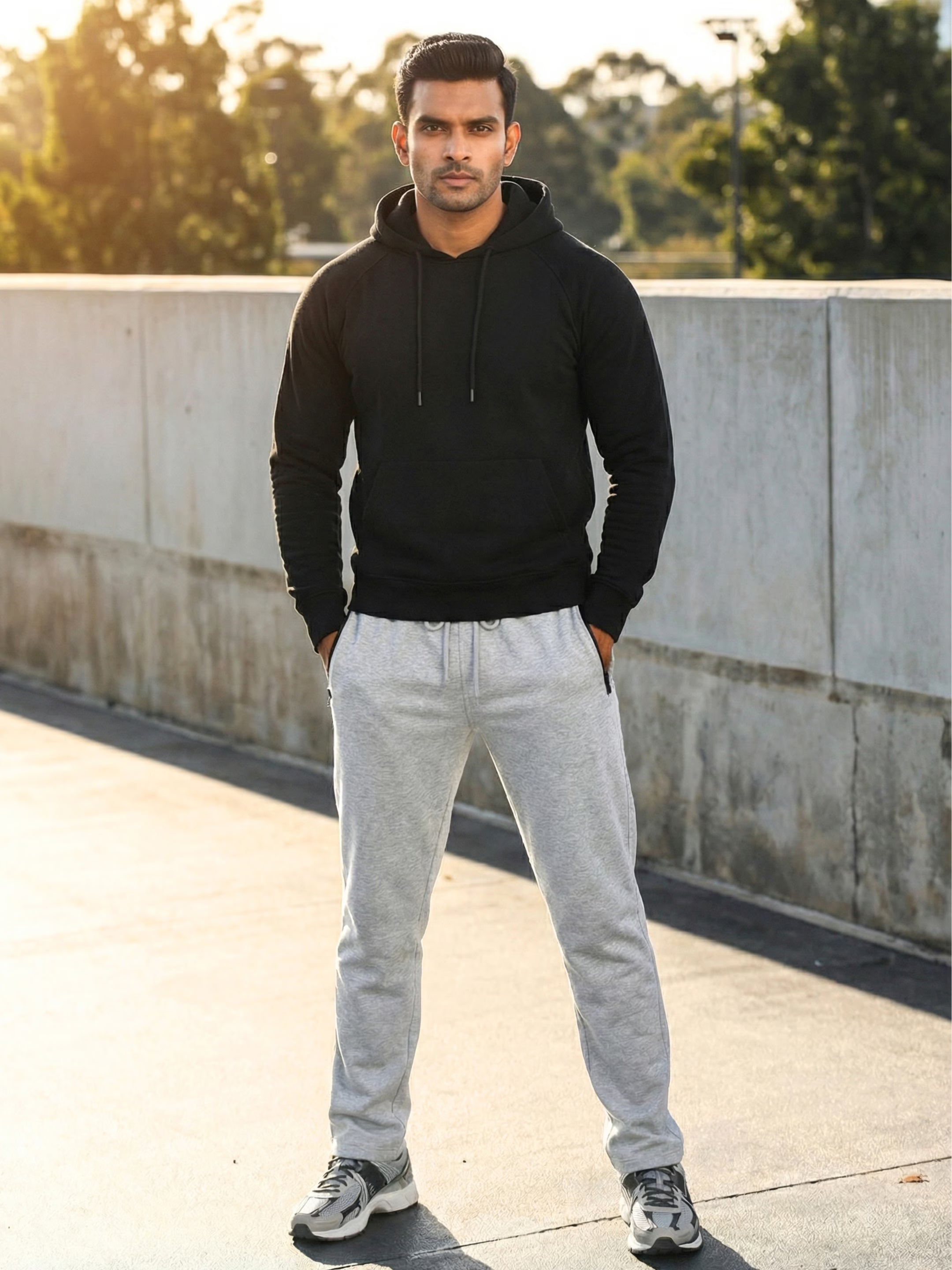 Grey Straight-Fit Joggers