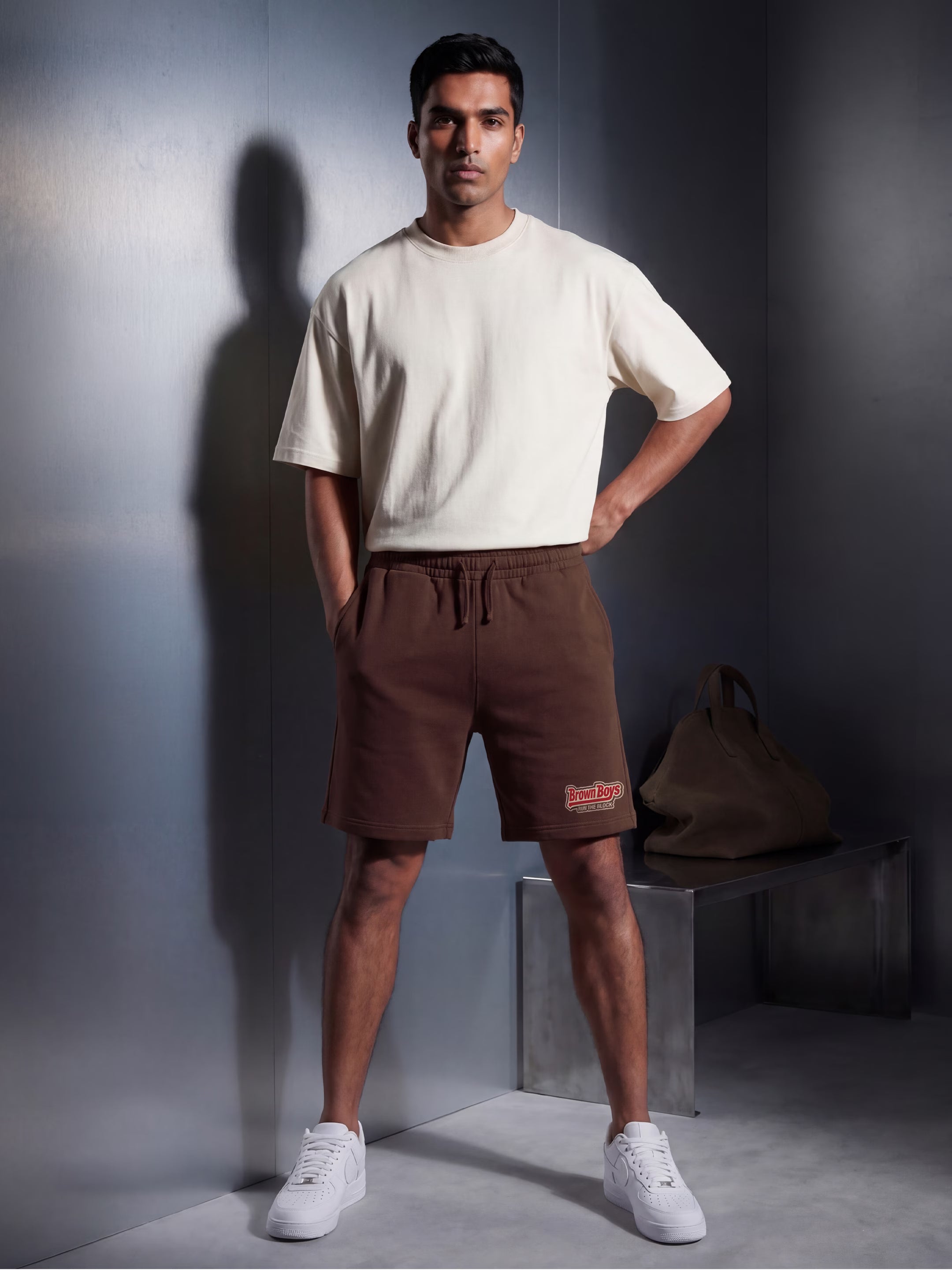 Brown Boys Cotton Mens Shorts