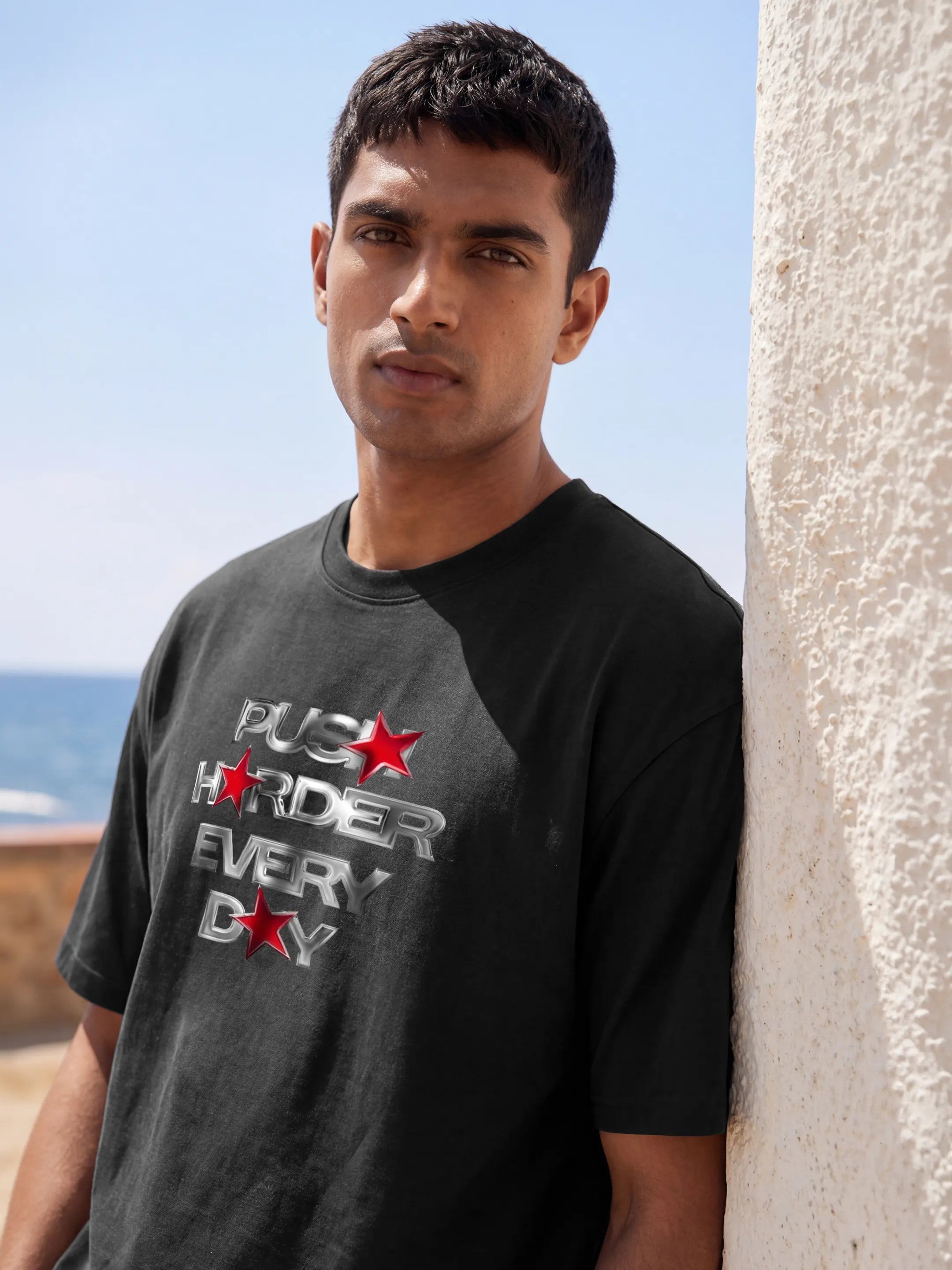 Push Harder Cotton Men's Oversized T-Shirt