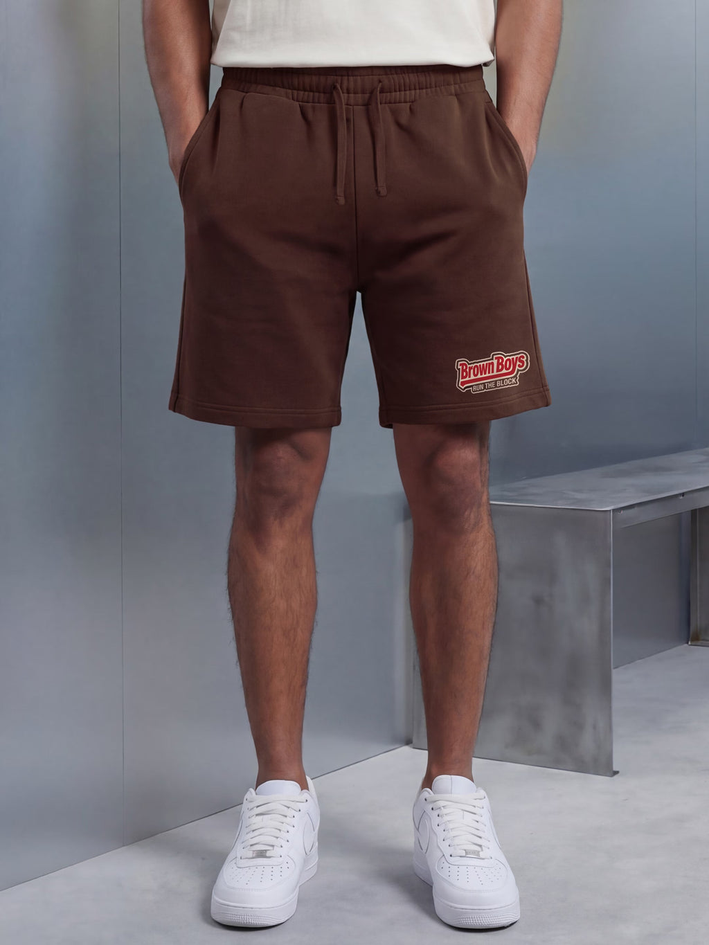 Brown Boys Cotton Mens Shorts