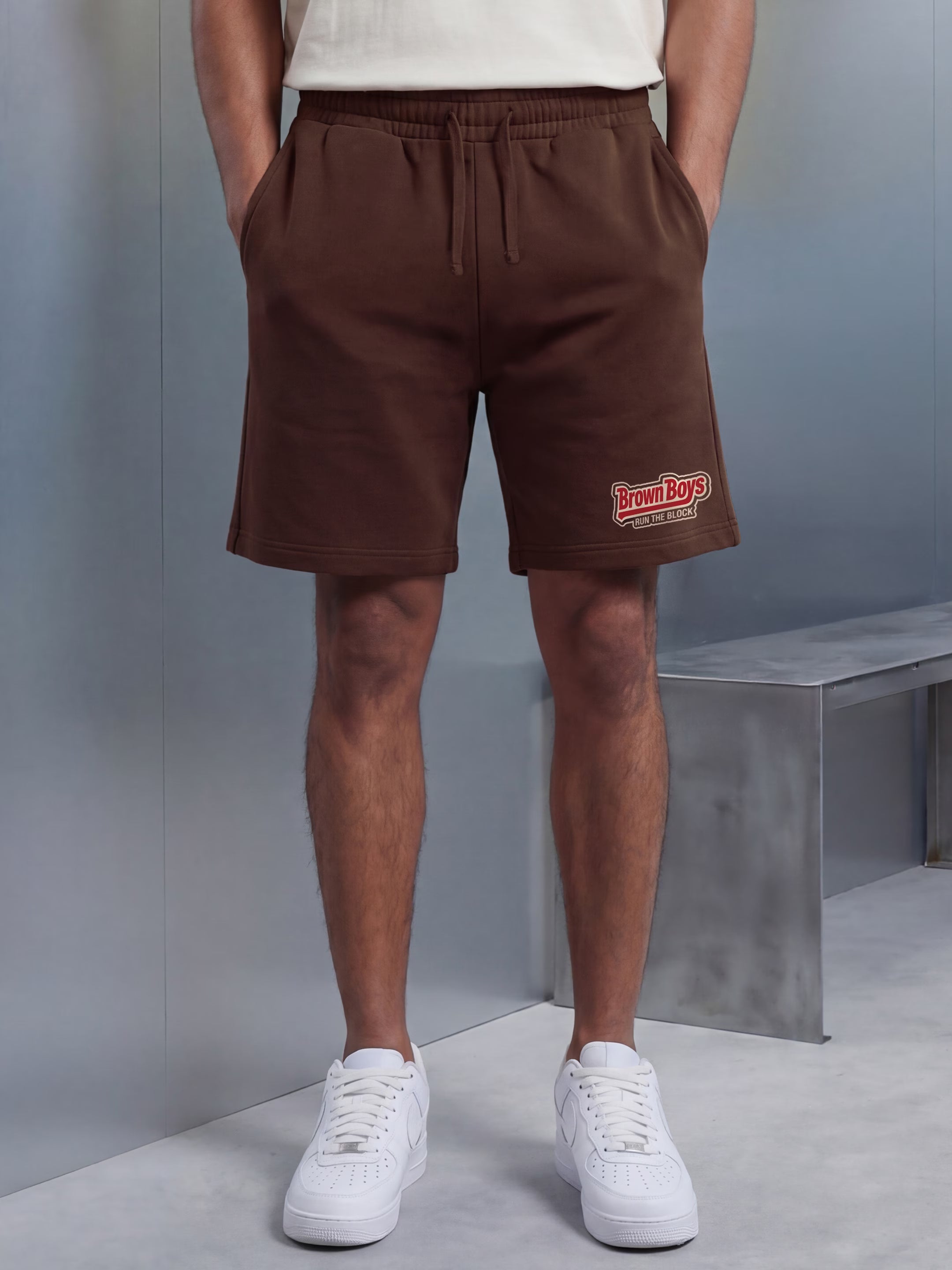 Brown Boys Cotton Mens Shorts