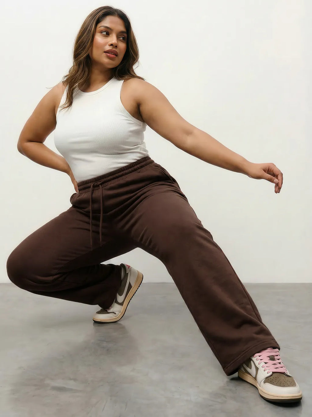 Brown Straight-Fit Joggers