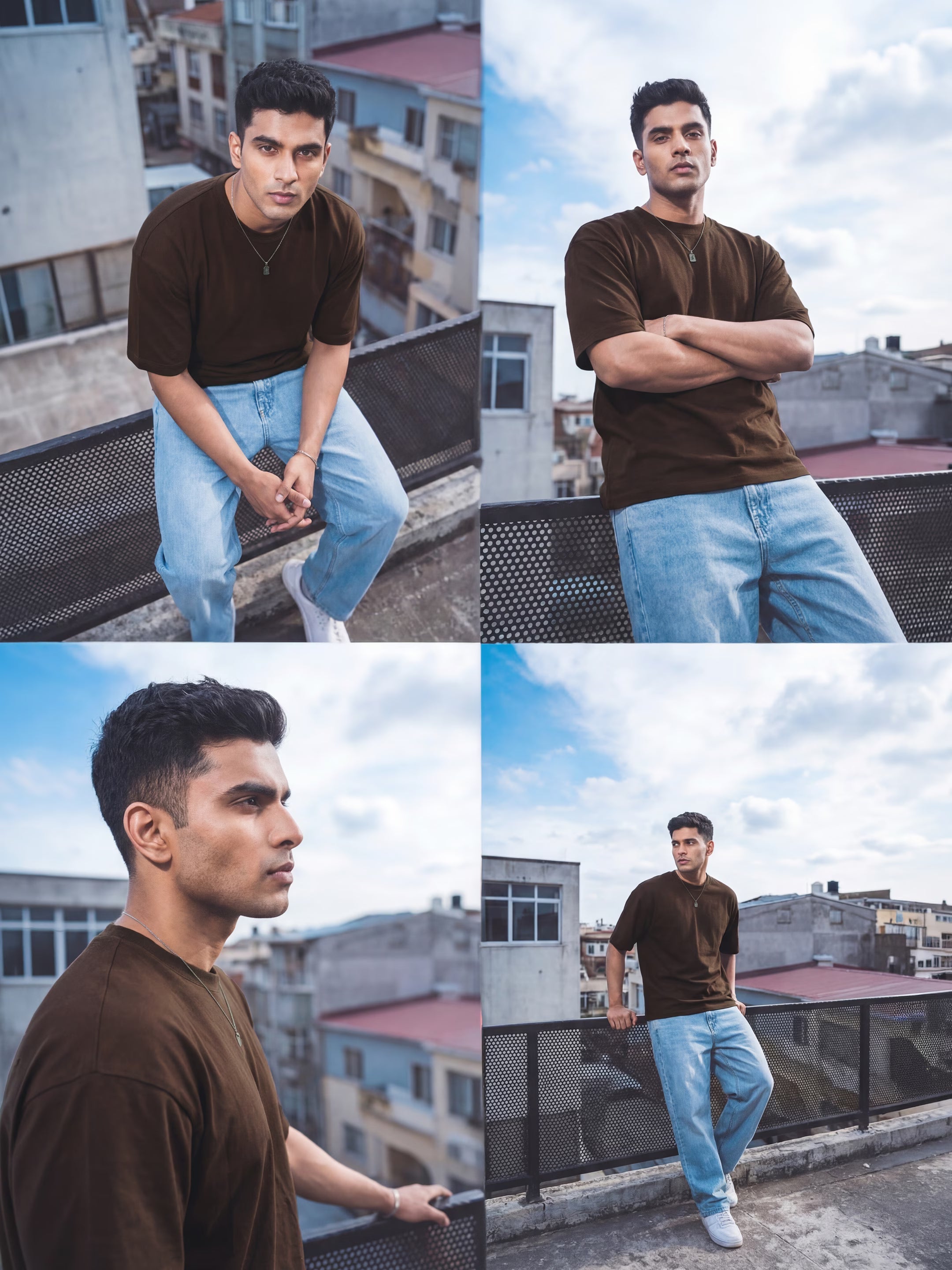 Dark Brown Men's Oversized T-Shirt