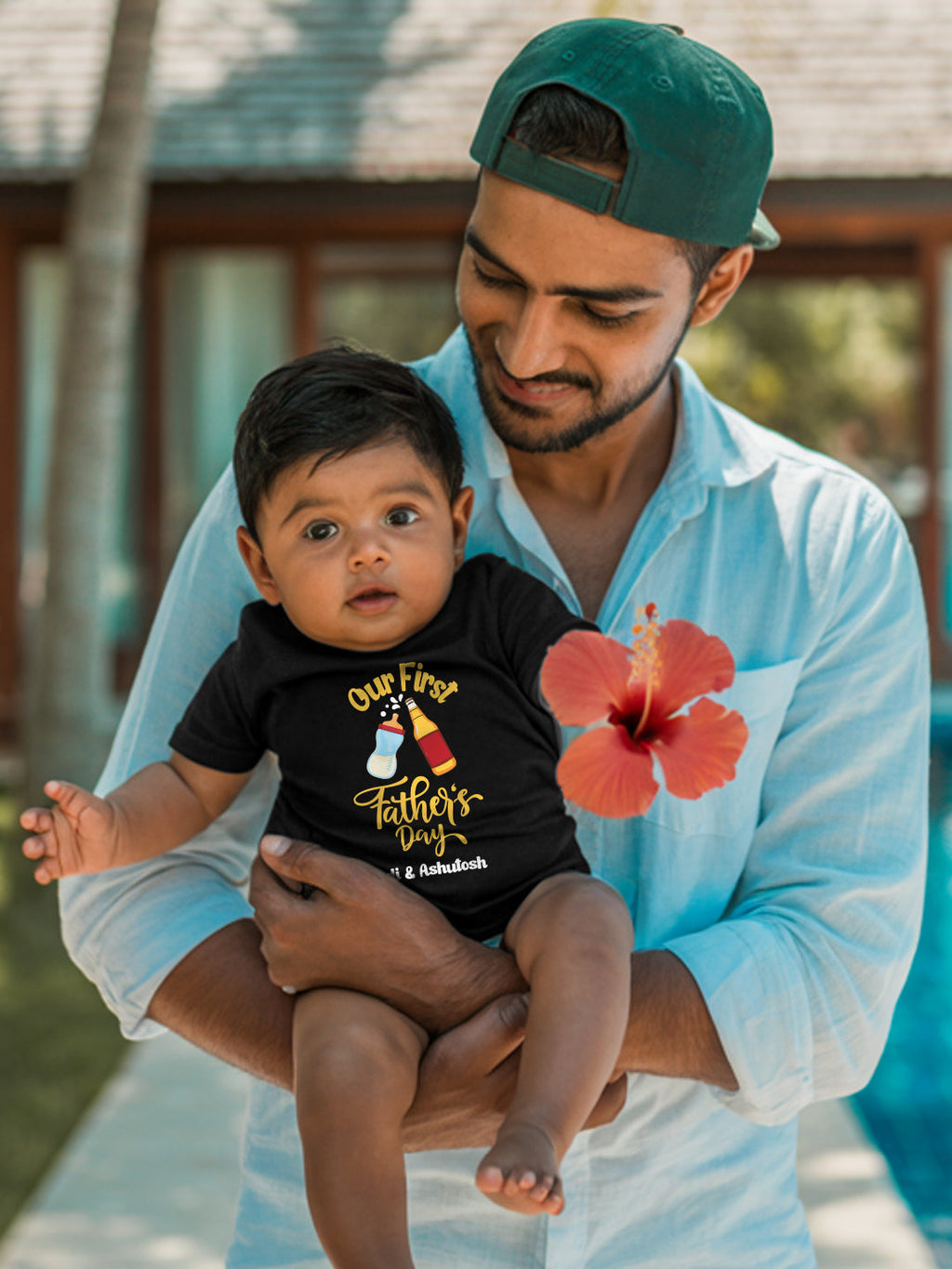 Our First Father's Day Baby Romper | Onesies w/ Custom Name
