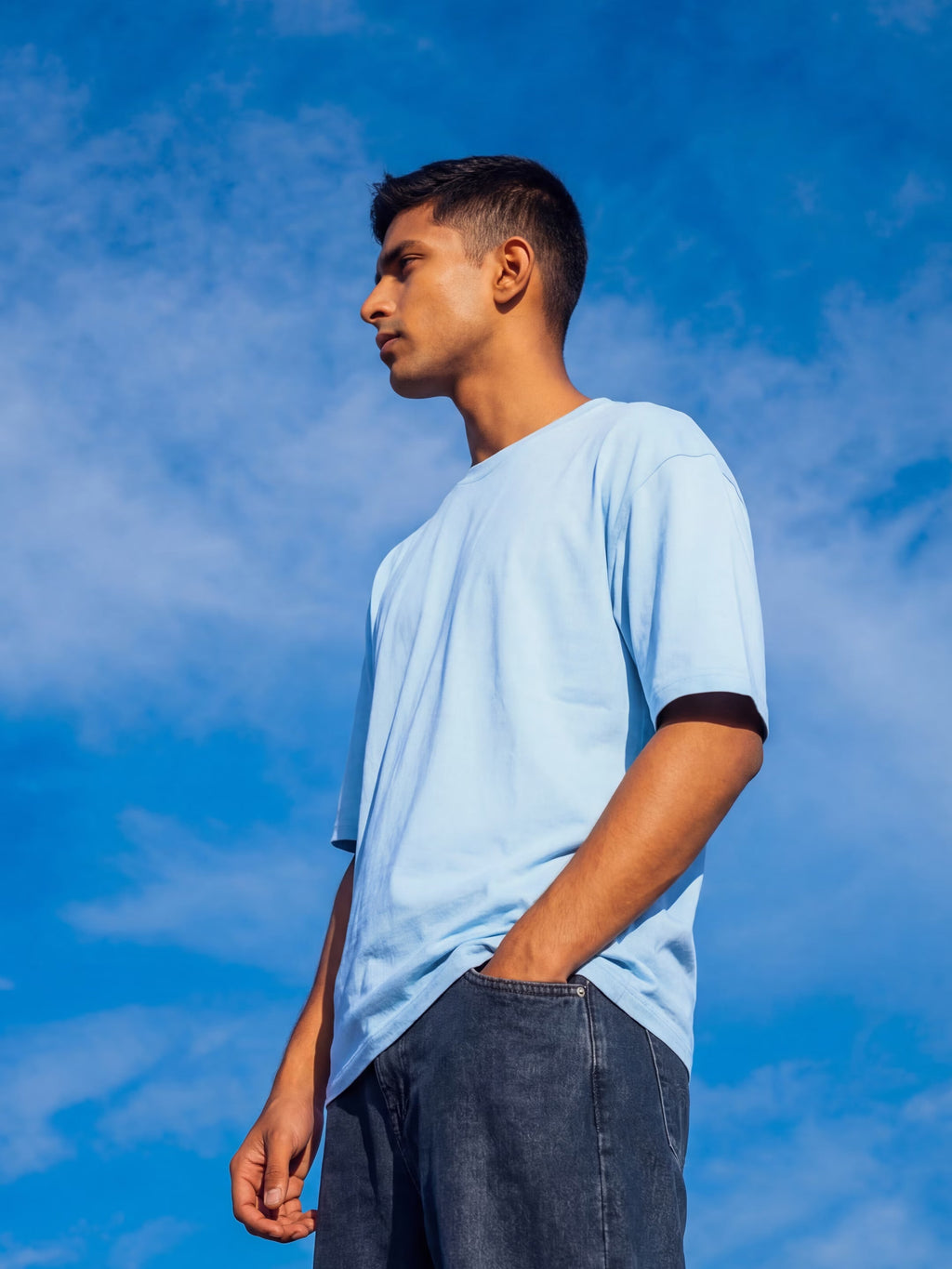 Sky Blue Men's Oversized T-Shirt
