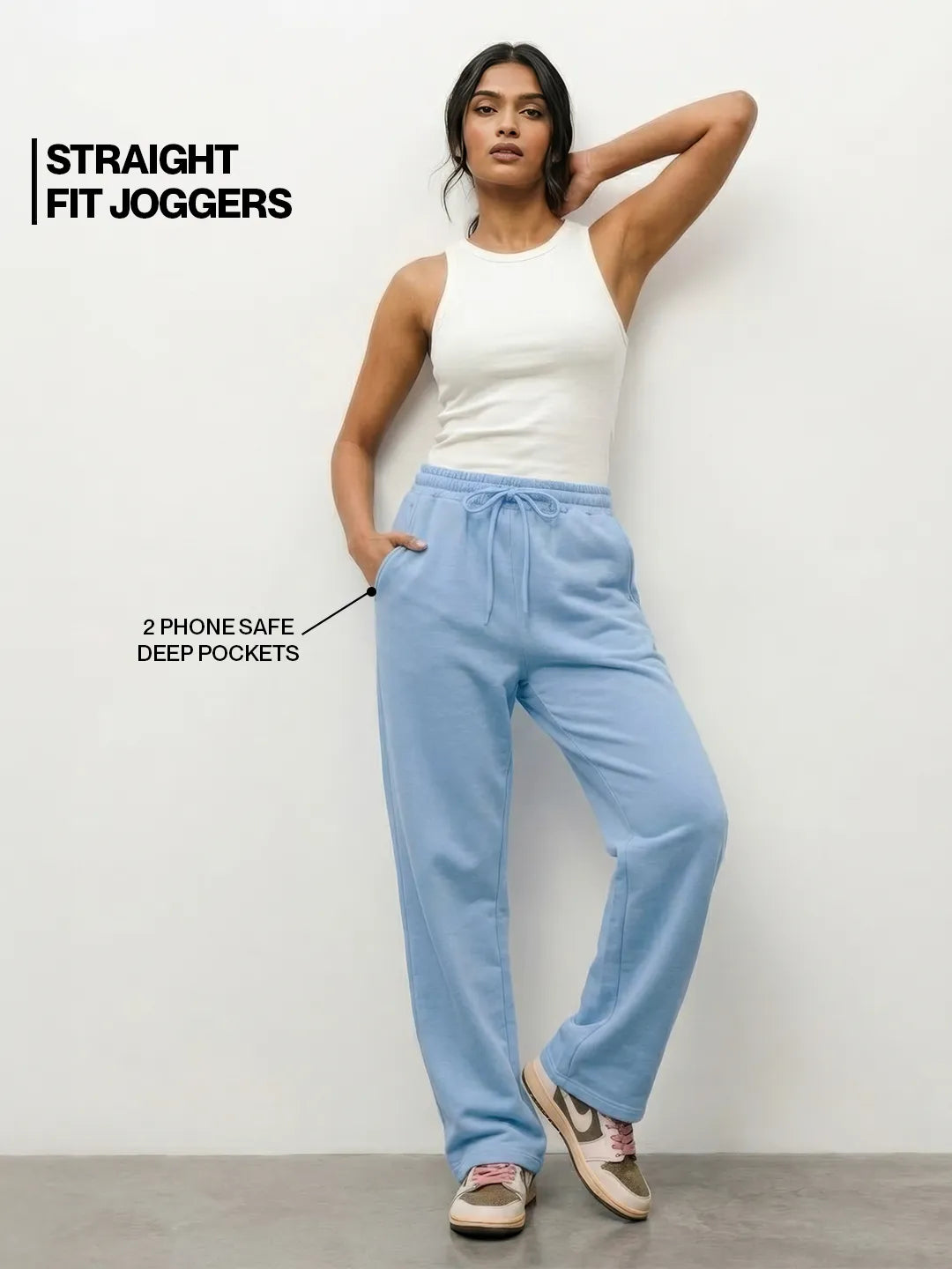 Light Blue Straight-Fit Joggers