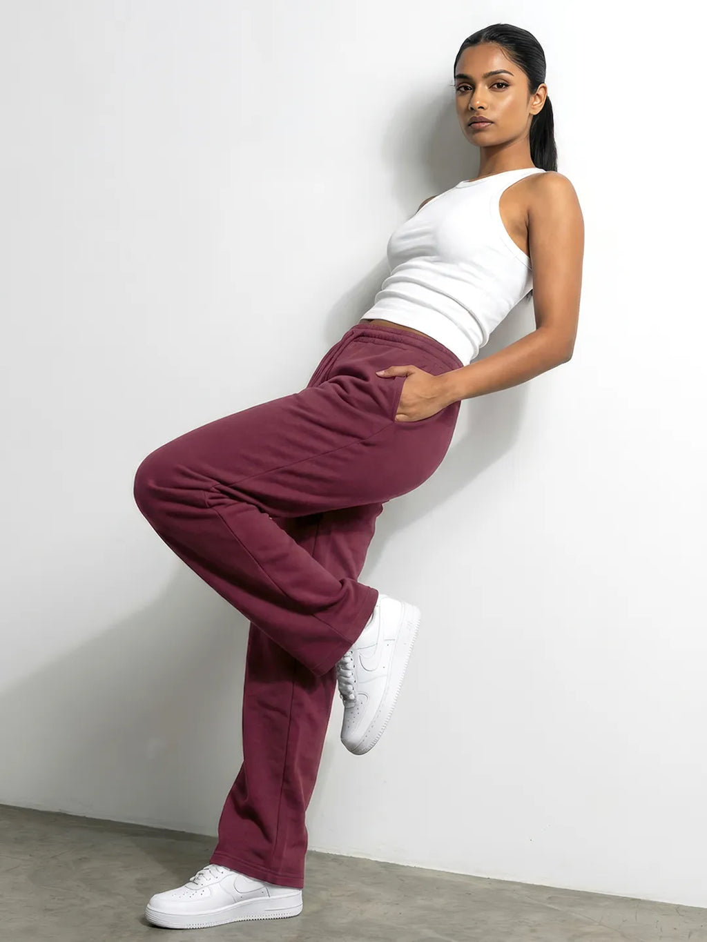 Marron Straight-Fit Joggers