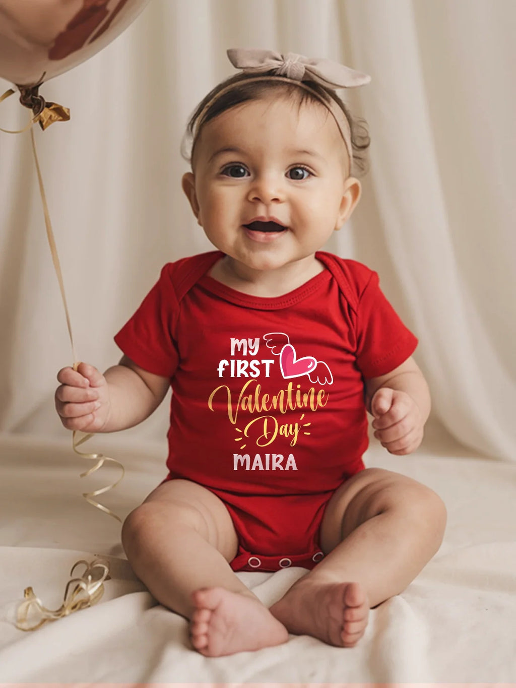 My First Valentine Day Baby Romper | Onesies w/ Custom Name