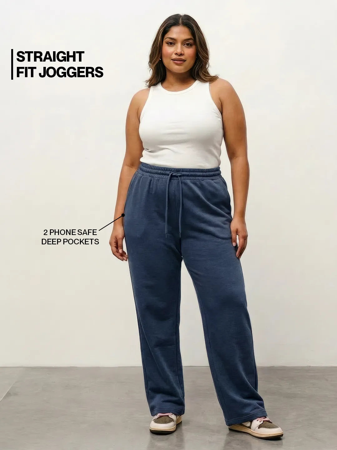 Navy Melange Straight-Fit Joggers
