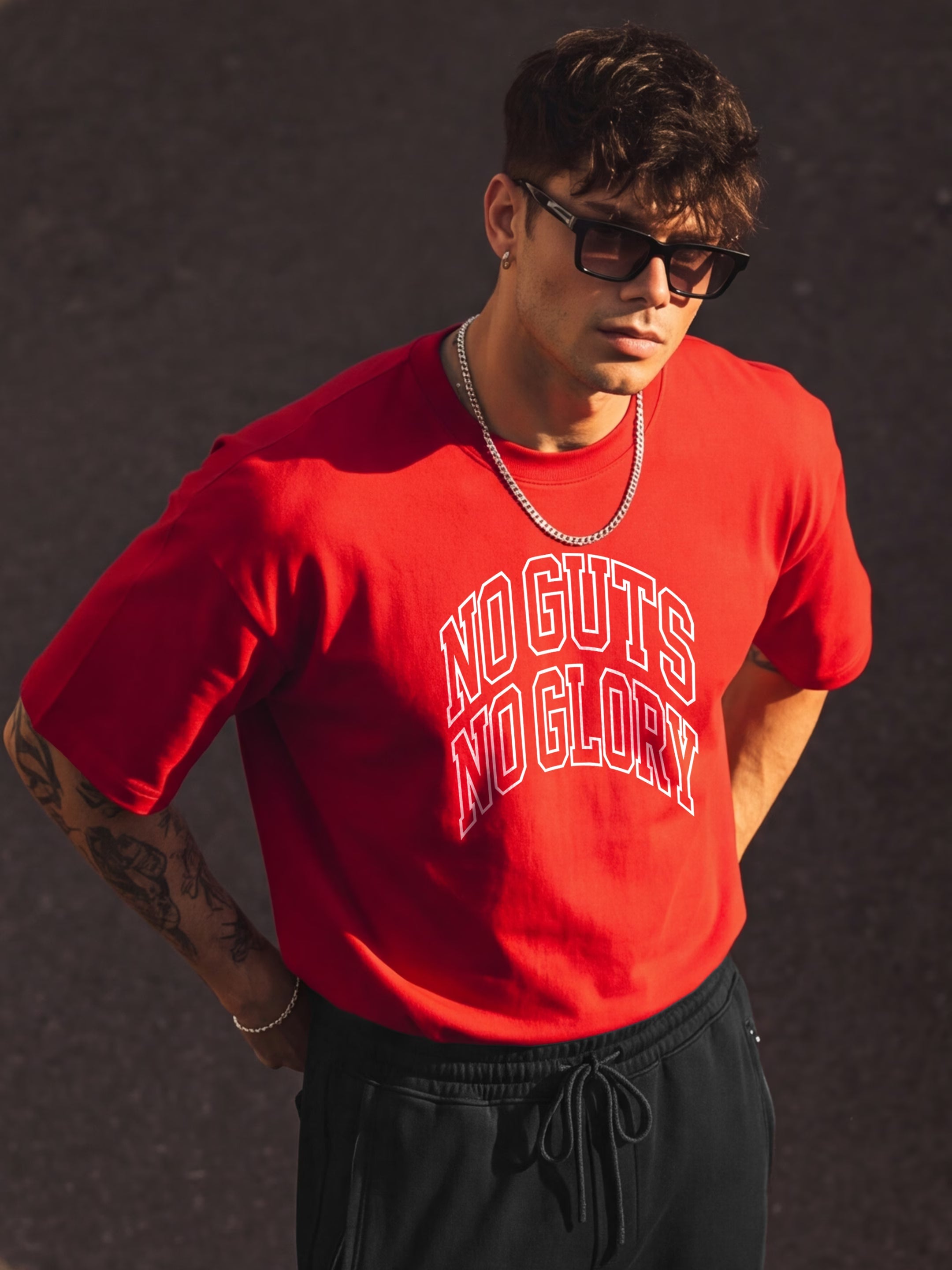 No Guts No Glory Cotton Men's Oversized T-Shirt