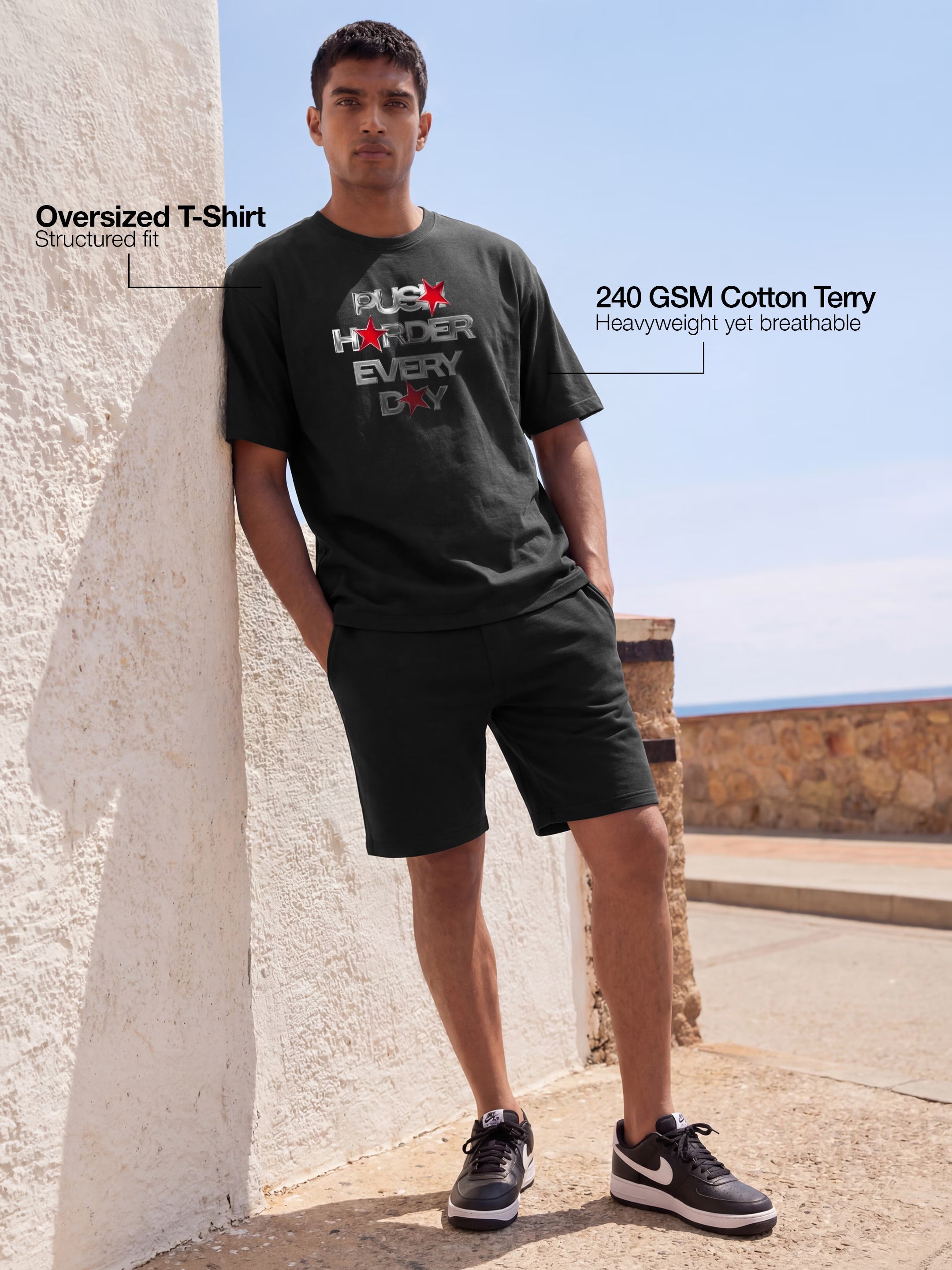 Push Harder Cotton Men's Oversized T-Shirt