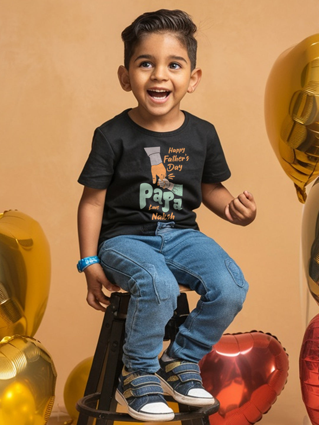 Happy Father's Day Papa Kids Tshirt w/ Custom Name